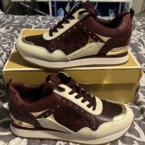 Wilma trainer embossed sneakers Michael Kors size 8.5 merlot multi color